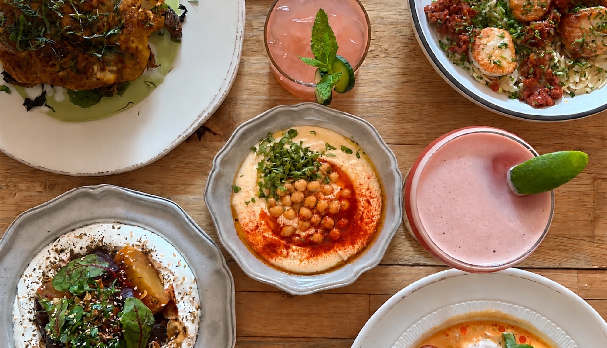A wide Mediterranean table spread at 19 Cleveland